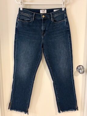 FRAME Denim Le High Straight Crop Split Raw Hem Jeans, Fisher Beach